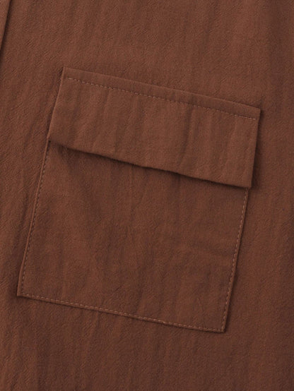 Man Button Up Shirt With Patch Pockets