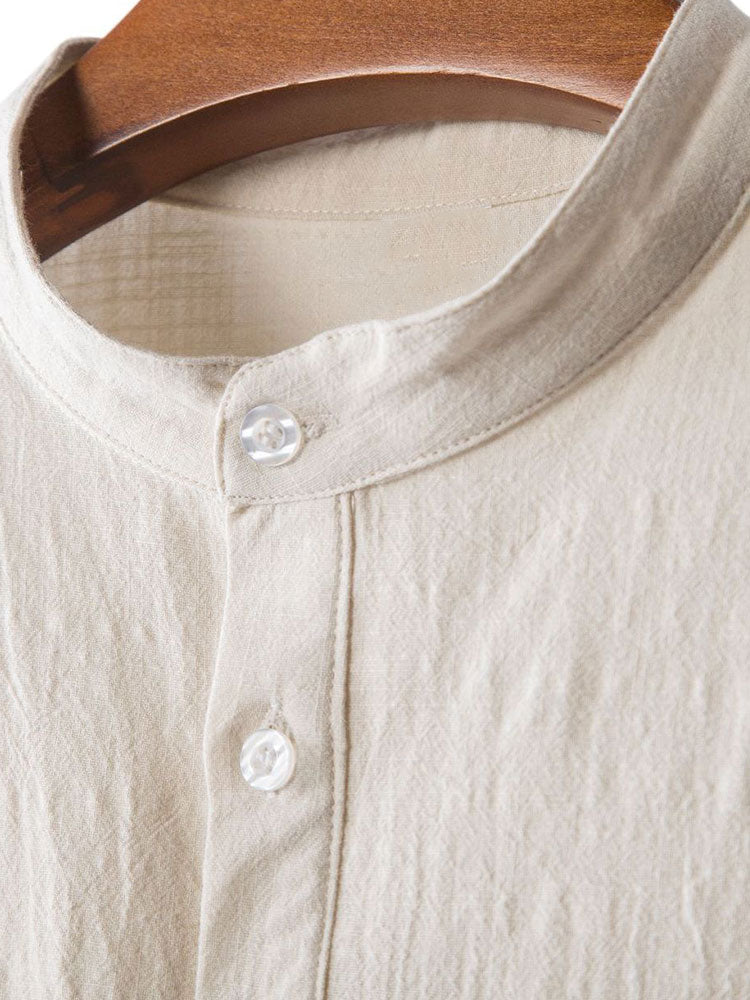 Henry Collar Shirt With Pocket