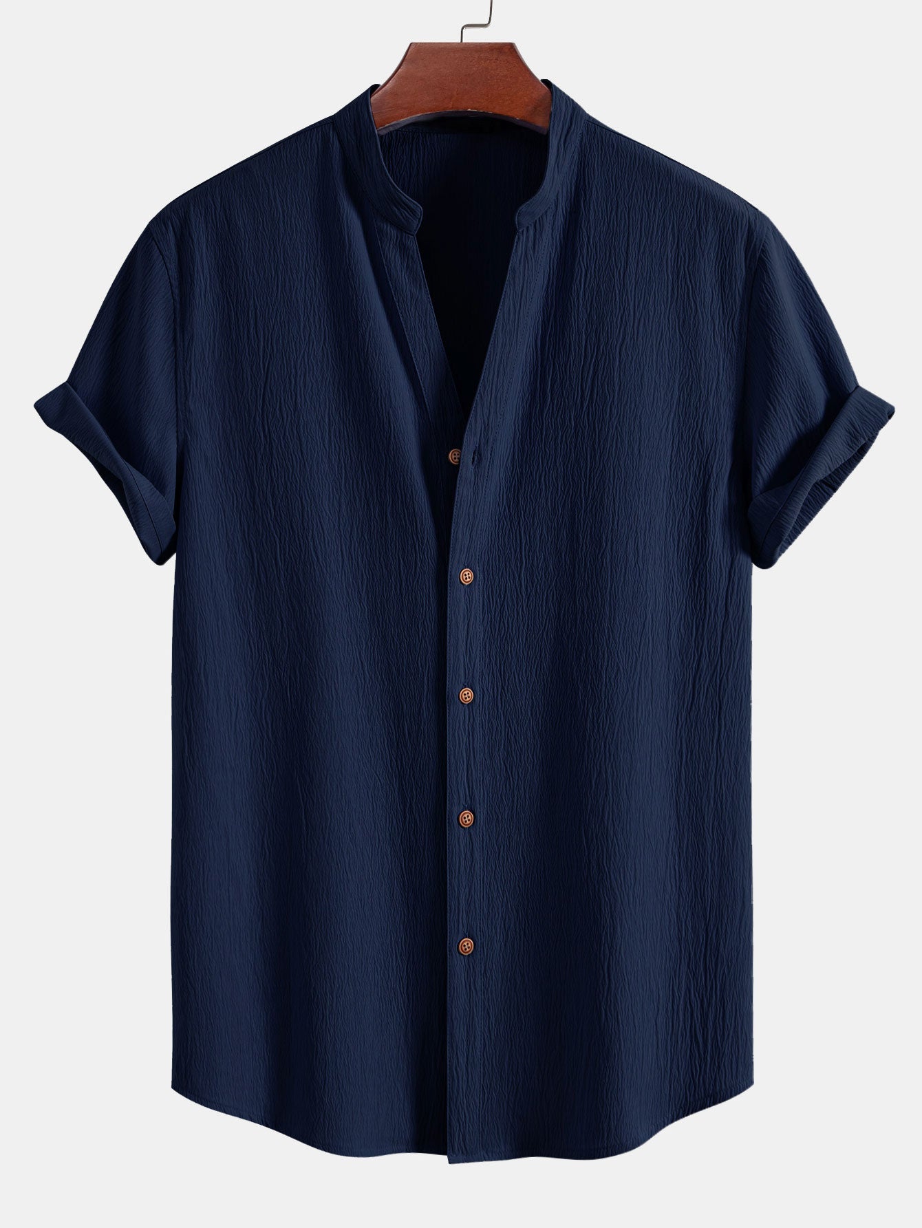 Crinkled Textured V Neck Shirt