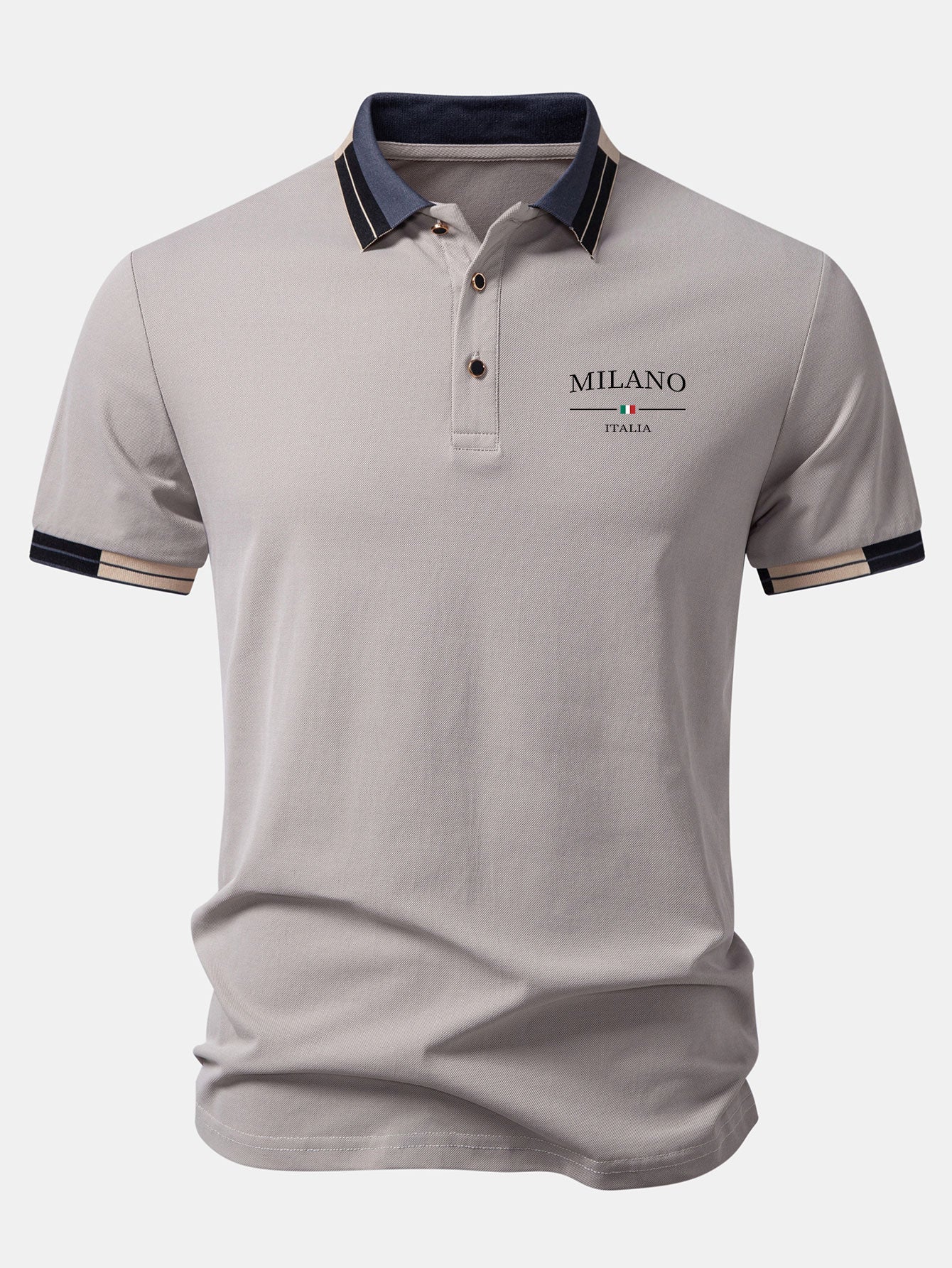 Milano Print Contrast Trim Polo