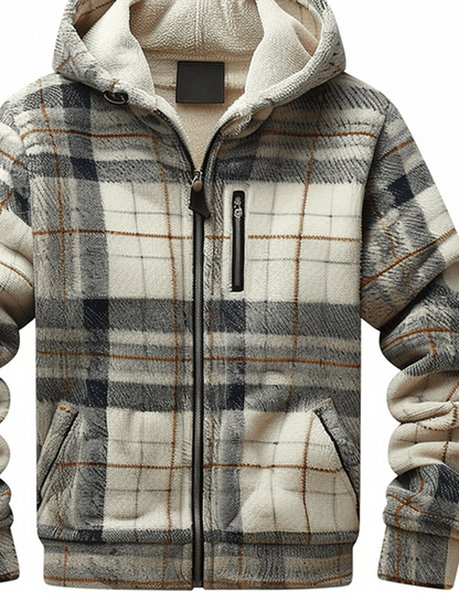 Men's Autumn & Winter Outdoor Casual Checked Hooded Jacket