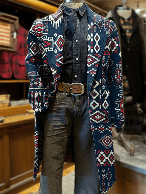Men's Aztec Print Casual Coat