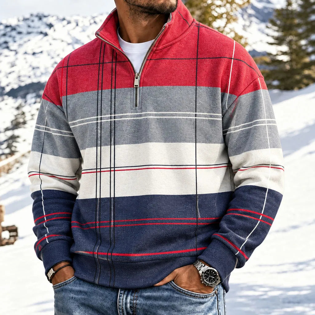 Men's Color-Blocked Half-Zip Hoodie