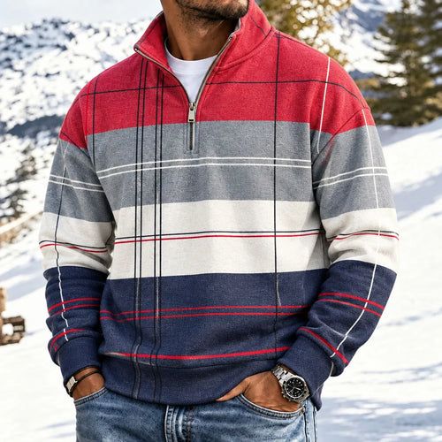 Men's Color-Blocked Half-Zip Hoodie