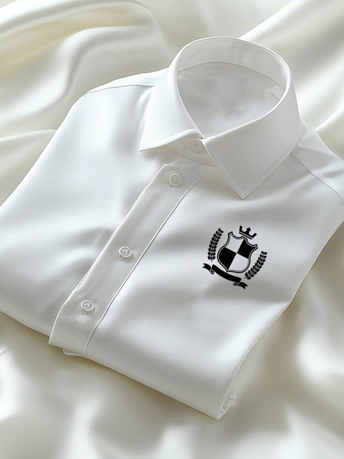 Men's Business Casual Logo Lapel Short Sleeve Shirt