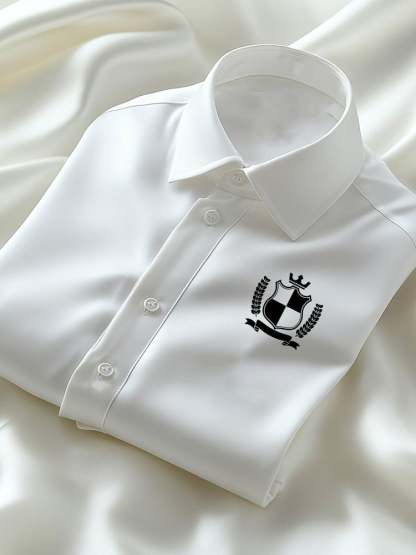 Men's Business Casual Logo Lapel Short Sleeve Shirt