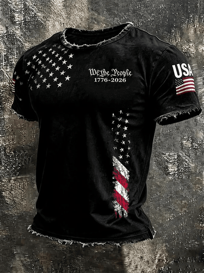 Men's  Independence Day We The People 1776-2026 Printed Casual T-Shirt