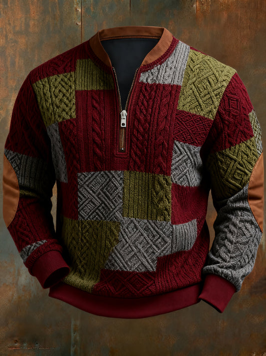 Men's Casual Geometric Color Block Print Sweatshirt