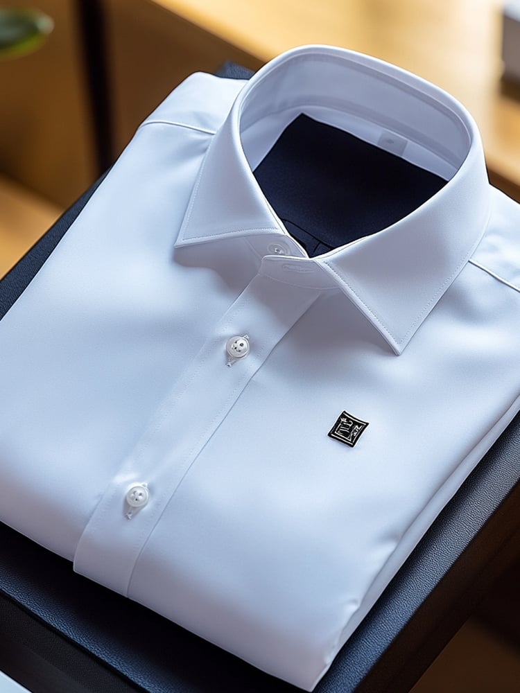 Men's Business Casual Logo Lapel Short Sleeve Shirt