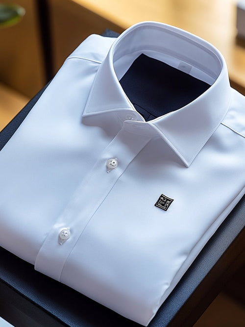 Men's Business Casual Logo Lapel Short Sleeve Shirt