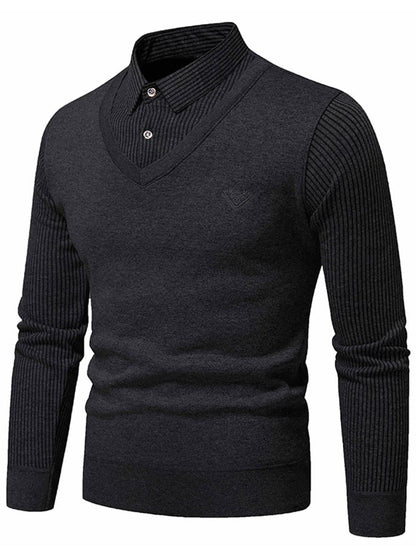 Men's Fashionable Velvet Thickened Warm Fake Two-Piece Sweater