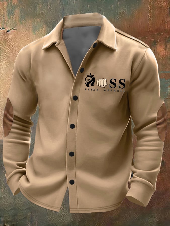 Men's Vintage Letter Design Printed Button Jacket