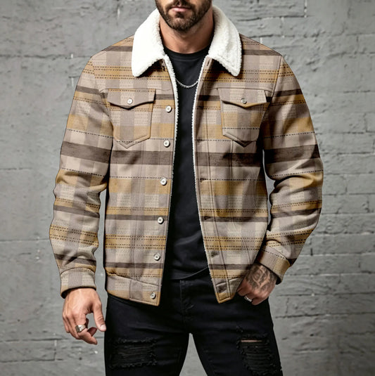 Men's Casual Checkered Print Cardigan with Buttons