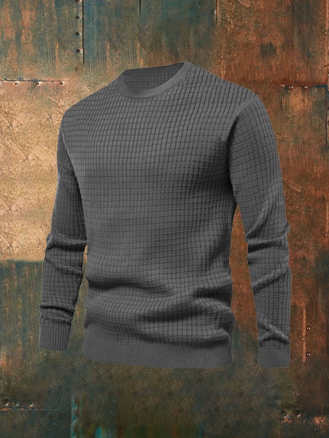 Men'S Retro Square Round Neck Sweatshirt