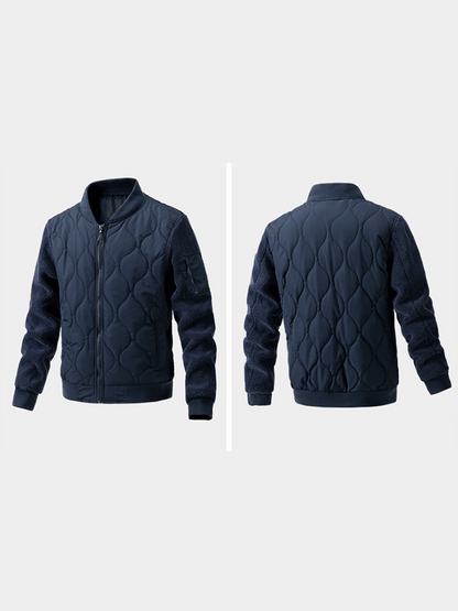 Men's Vintage Pleated Cotton Polar Fleece Patchwork Casual Cotton Jacket