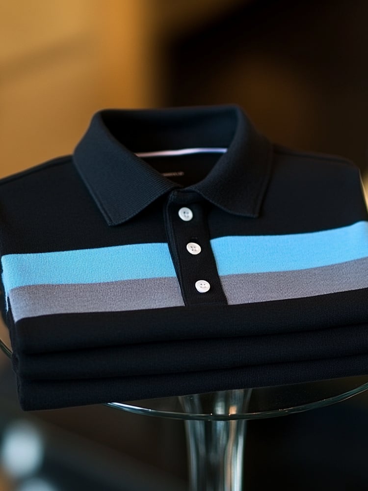 Men's Business Casual Button Short Sleeve Polo Shirt