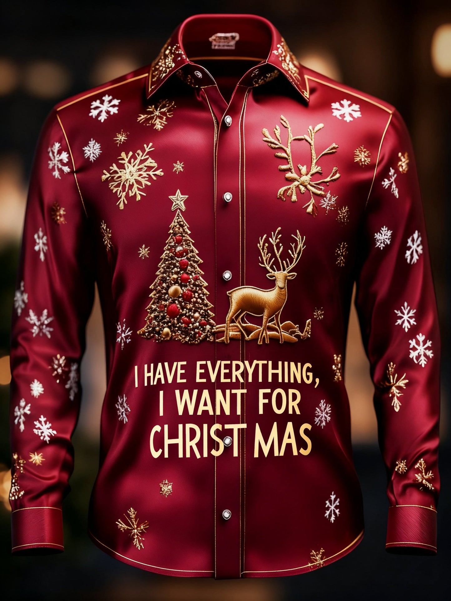Men's “I HAVE EVERYTHING, I WANT FOR CHRISTMAS�?Christmas Long Sleeve Shirt