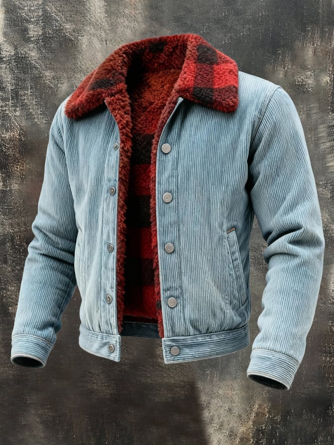 Men's Vintage Warm Lambswool Corduroy Outdoor Jacket