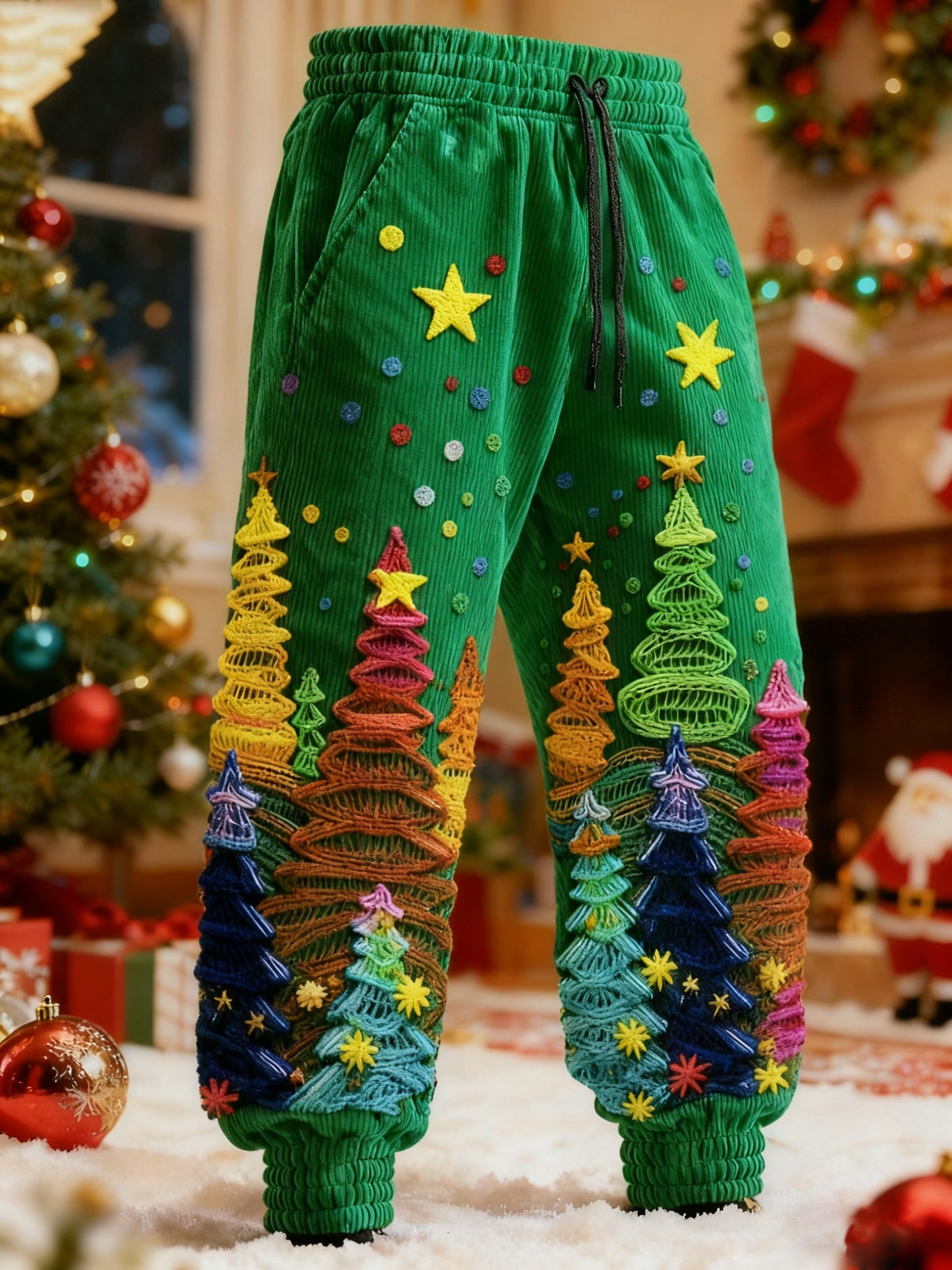 Men's Christmas Tree Print Casual Pants