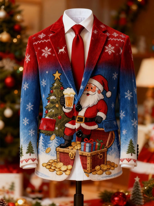 Men's Christmas Print Casual Blazer