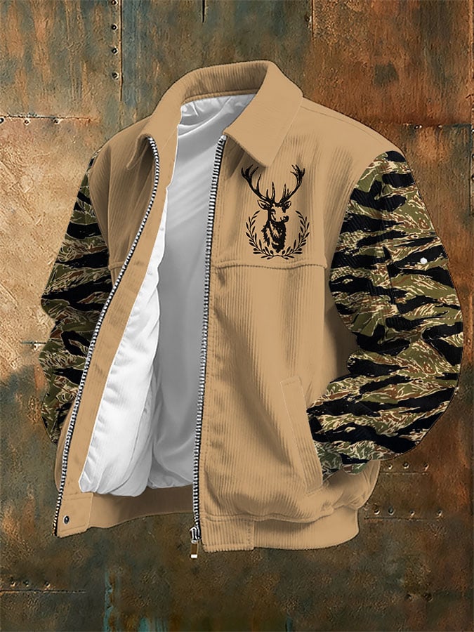Men's Vintage Western Print Corduroy Casual Jacket
