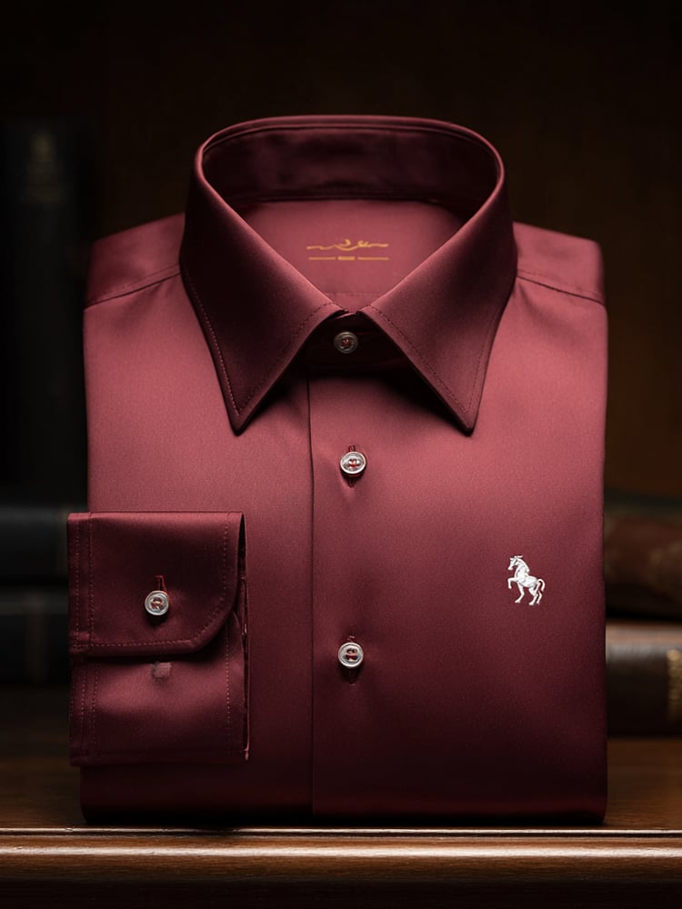 Men's Satin Luxe Long Sleeve Button Down Shirt