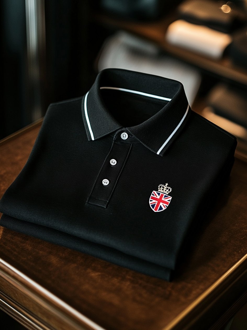 Men's Business Casual Union Jack Button Short Sleeve Polo Shirt