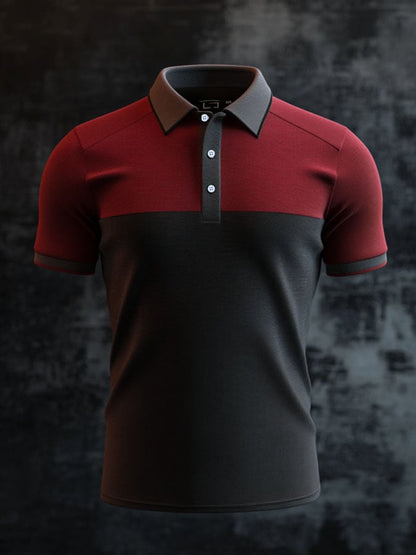 Men'S Casual Classic Contrast Color Print Business Short-Sleeved Polo Shirt