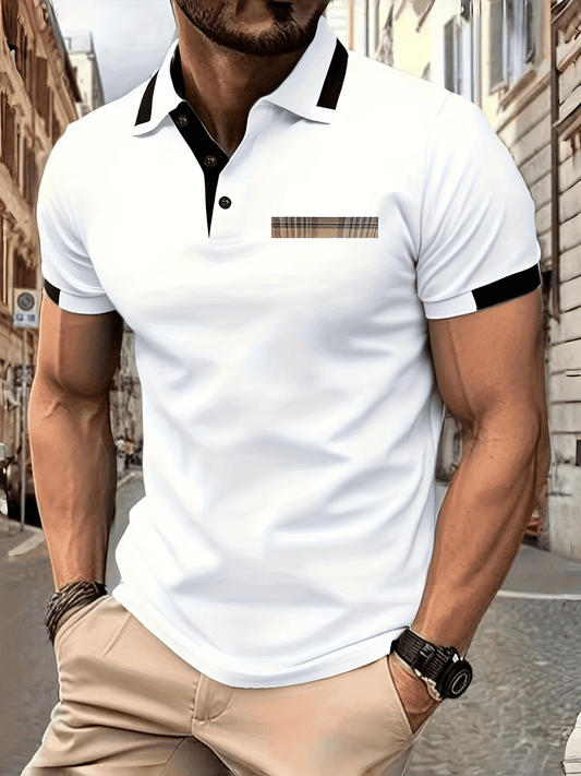 Men's Business Logo Button-Down Short Sleeve Polo Shirt