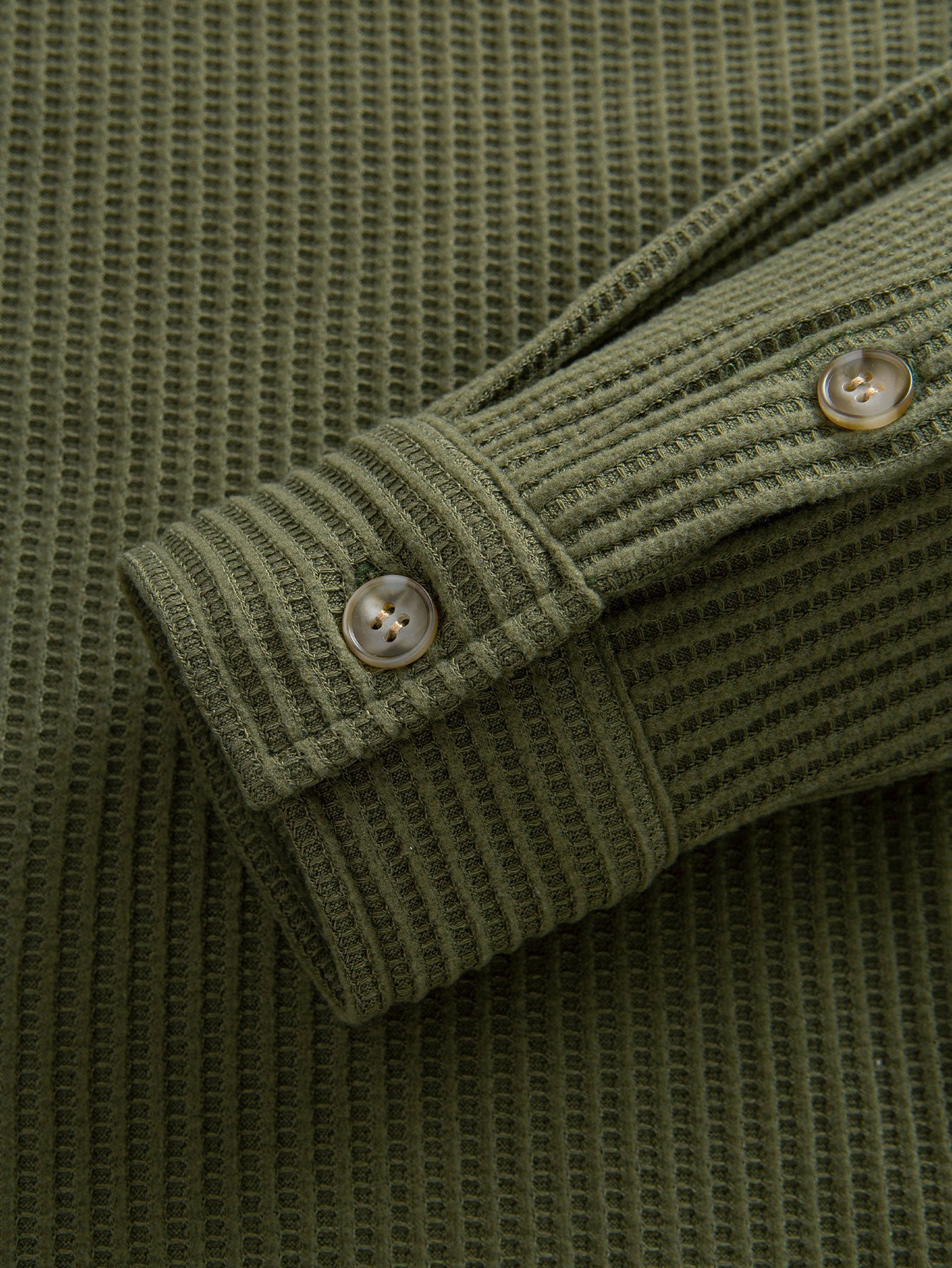Long Sleeved Waffle Button Up Shirt