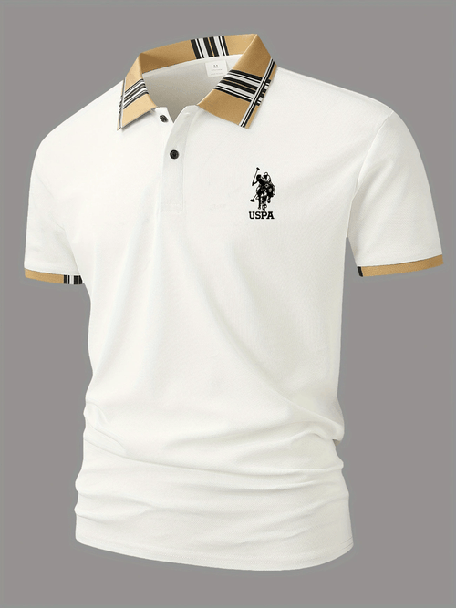 Men's Business Logo Button-Down Short Sleeve Polo Shirt