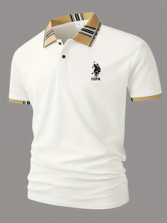 Men's Business Logo Button-Down Short Sleeve Polo Shirt