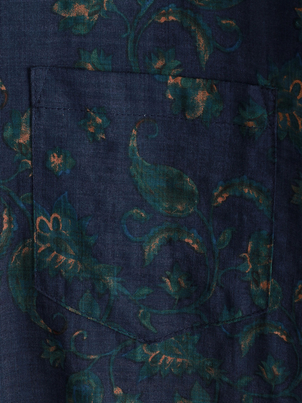 Men's Blue Floral Holiday Casual Pocket Short Sleeve Button Up Shirt