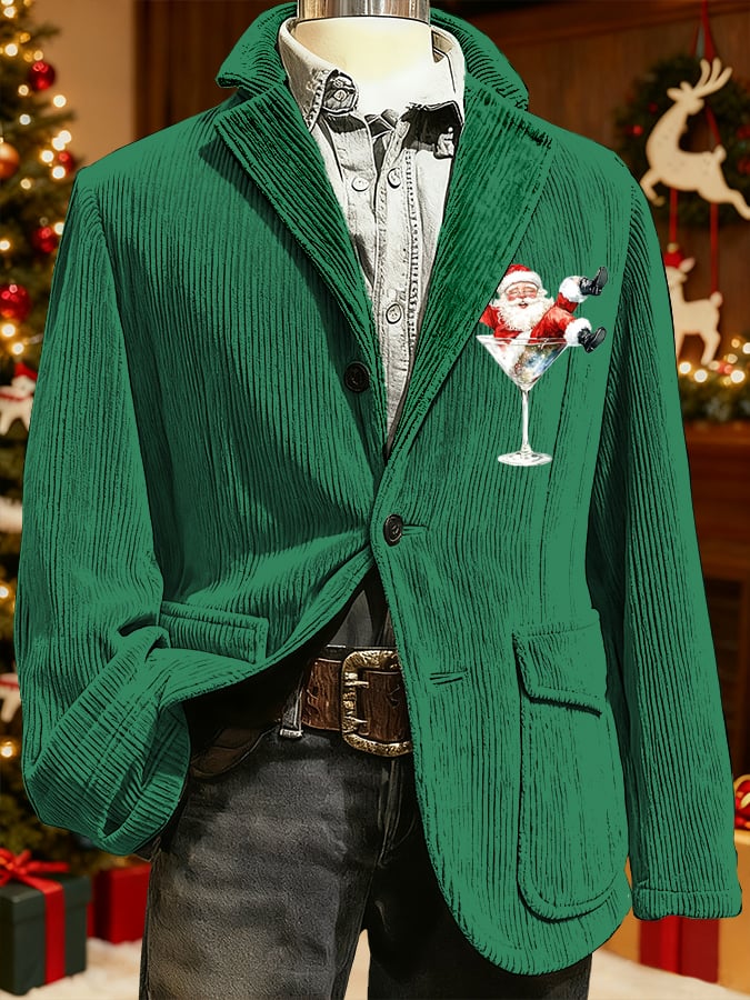 Men's Christmas Art Design Print Casual Coat