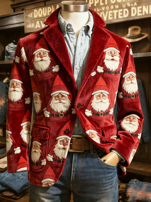 Men's Vintage Christmas Print Casual Jacket