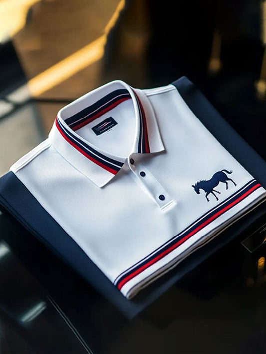 Men's Business Logo Lapel Short Sleeve Polo Shirt