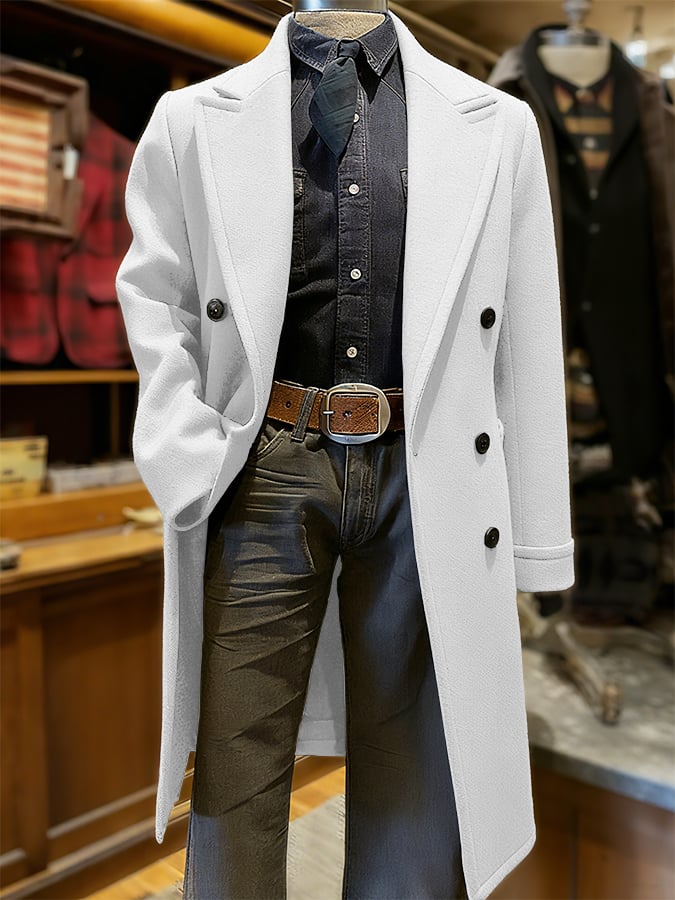 Men's Fashionable Retro Western Casual Woolen Coat