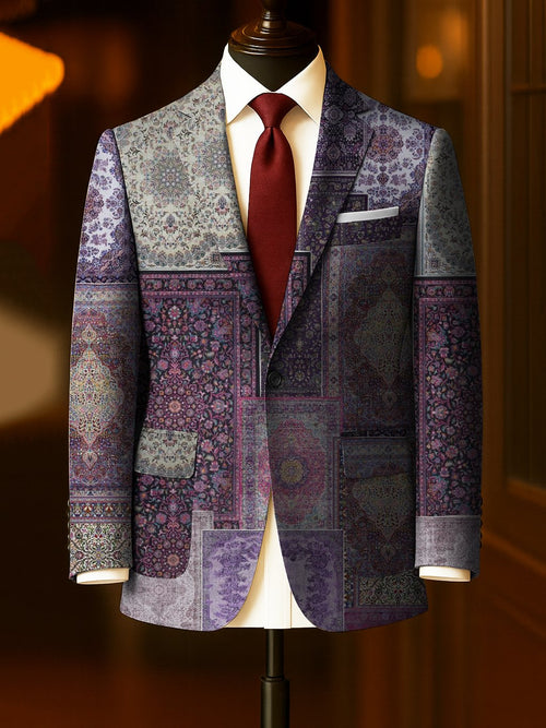 Men's Business Casual Large Pocket Print Blazers