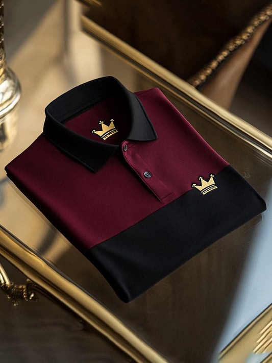 Men's Business Casual Logo Button Short Sleeve Polo Shirt
