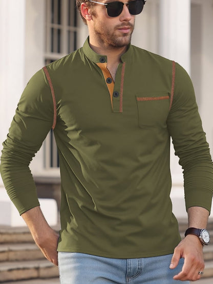 Men's Retro Contrast Henley