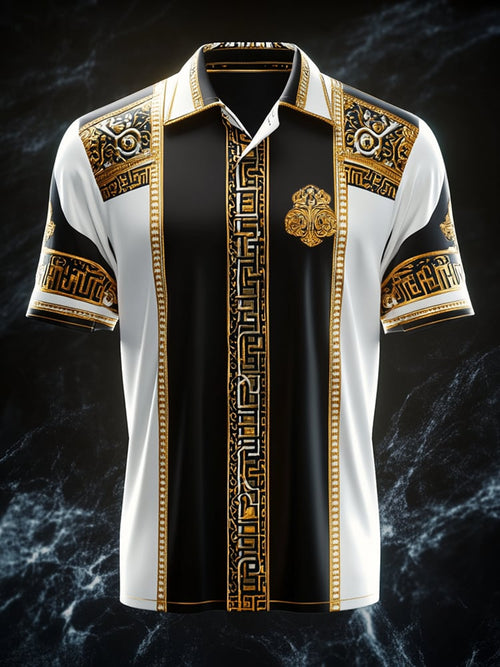 Men's Satin Luxe Print Short Sleeve Button Shirt