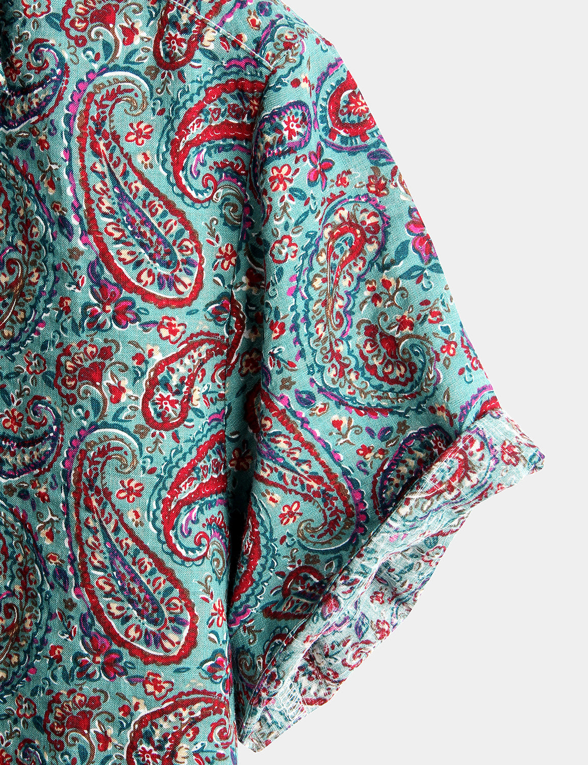 Men's Paisley Cotton Short Sleeve Button Up Vintage Shirt