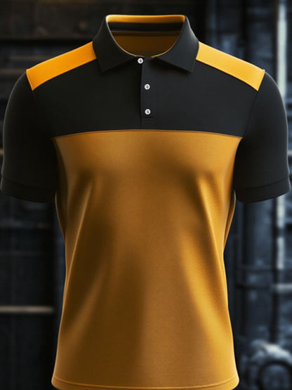 Men'S Casual Classic Contrast Color Print Business Short-Sleeved Polo Shirt