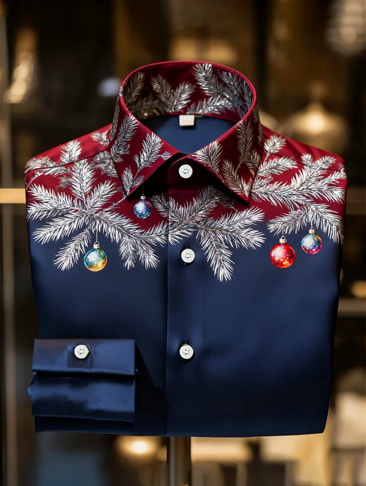 Men's Luxury Christmas Party Long Sleeve Button-Down Shirt