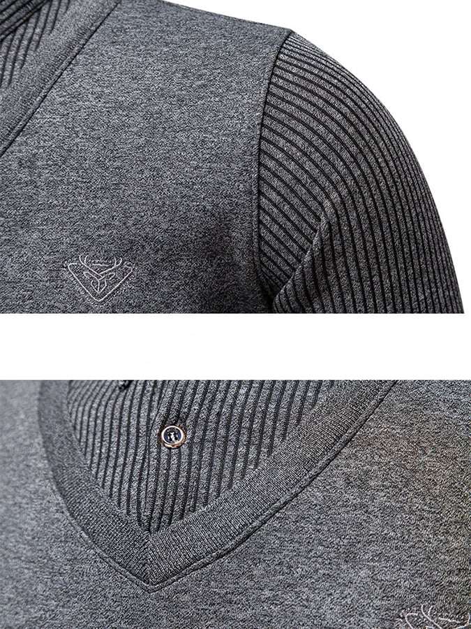 Men's Fashionable Velvet Thickened Warm Fake Two-Piece Sweater