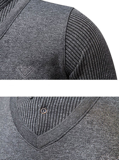 Men's Fashionable Velvet Thickened Warm Fake Two-Piece Sweater