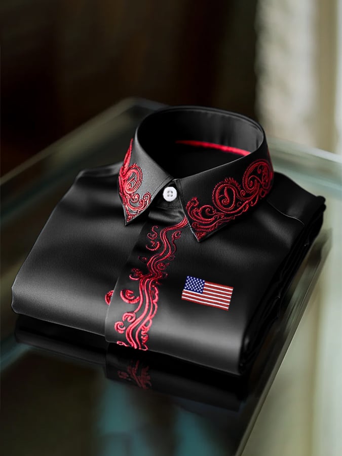 Men's Independence Day Flag Fashion Business Luxury Design Embroidery