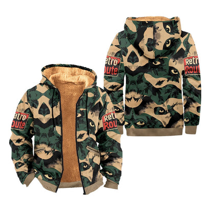 Men's Vintage Western Tiger Camouflage Print Fleece Zipper Jacket