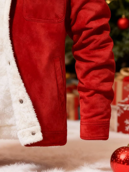 Men's Vintage Suede Christmas Plush Warm Jacket
