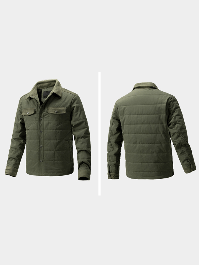 Men's Vintage Pleated Cotton Multi-Pocket Casual Plush Cotton Jacket